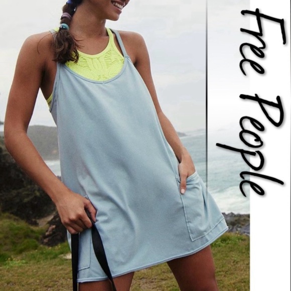 Free People Movement Hot Shot Mini Dress in Eucalyptus-Medium. NWOT - Picture 1 of 10